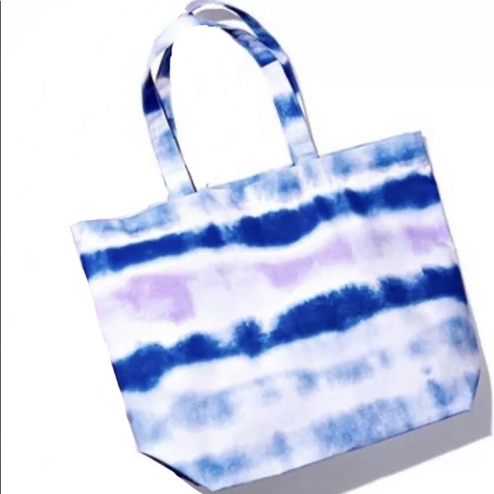 Bloomingdale's Canvas Tote Bag Blue Tie Dye